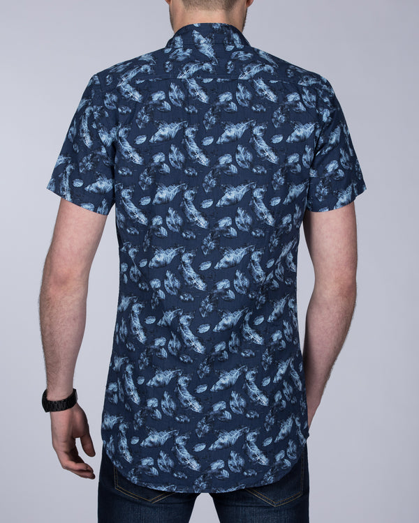2t Slim Fit Short Sleeve Tall Shirt (indigo leaf)