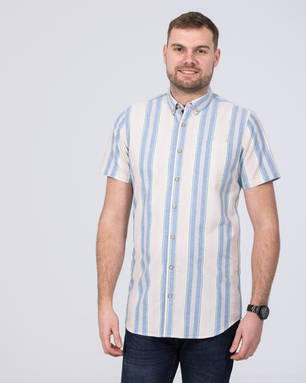 2t Tall Linen Blend Short Sleeve Shirt (multi stripe)