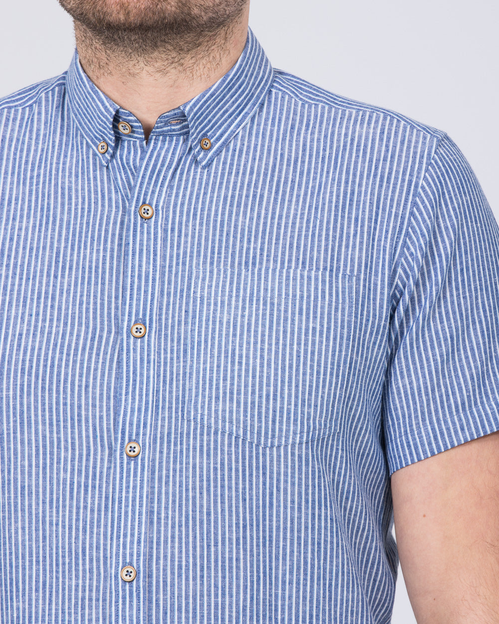 2t Tall Linen Blend Short Sleeve Shirt (navy stripe)