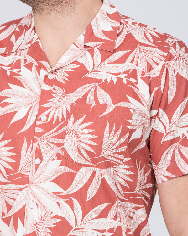 2t Slim Fit Tall Short Sleeve Revere Shirt (coral leaf)