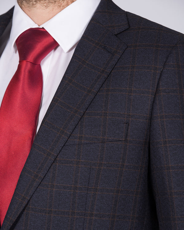 Skopes Slim Fit Tall Suit Jacket (navy/rust check)