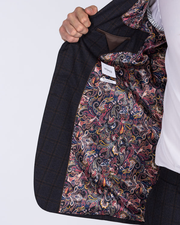 Skopes Slim Fit Tall Suit Jacket (navy/rust check)