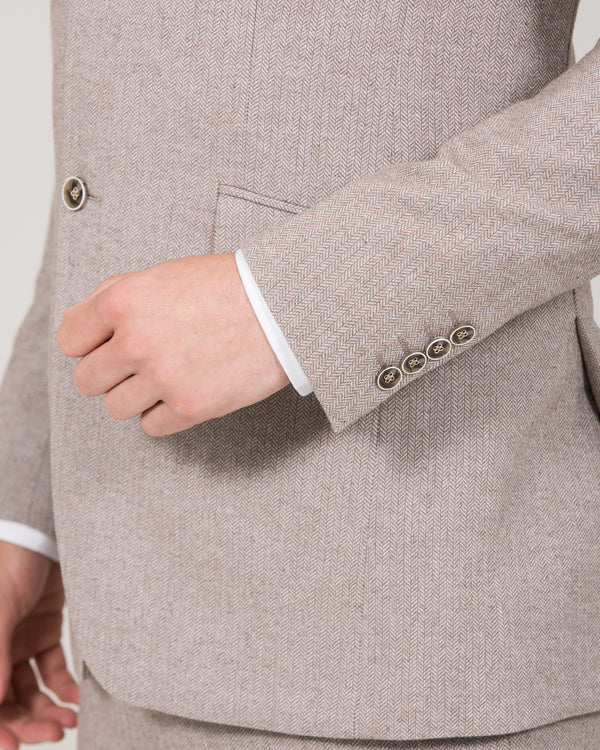 Skopes Jude Slim Fit Tall Suit (stone herringbone)