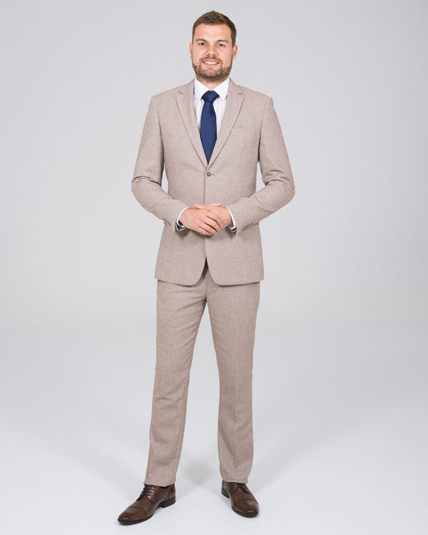 Skopes Jude Slim Fit Tall Suit (stone herringbone)