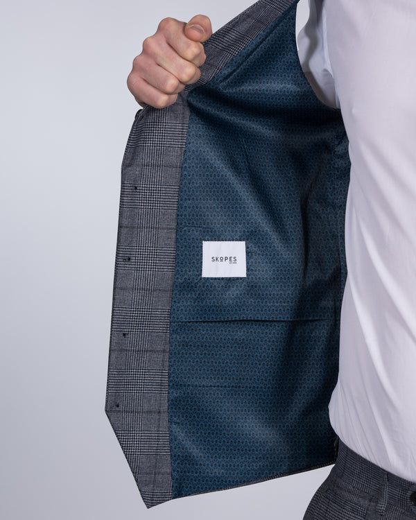 Skopes Reece Slim Fit Tall Suit Waistcoat (blue check)