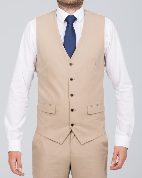 Skopes Tuscany Slim Fit Linen Blend Waistcoat (stone)