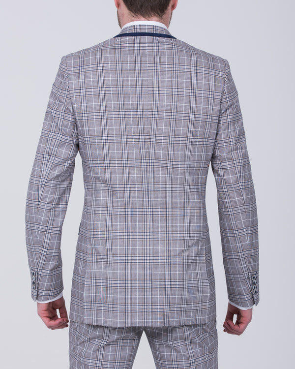 Skopes Whittington Slim Fit Tall Suit (stone/navy check)