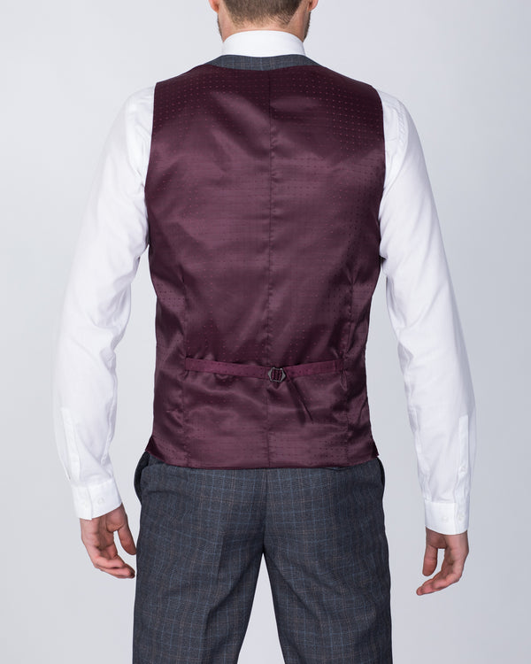 Skopes Witton Slim Fit Tall Suit Waistcoat (grey/blue check)