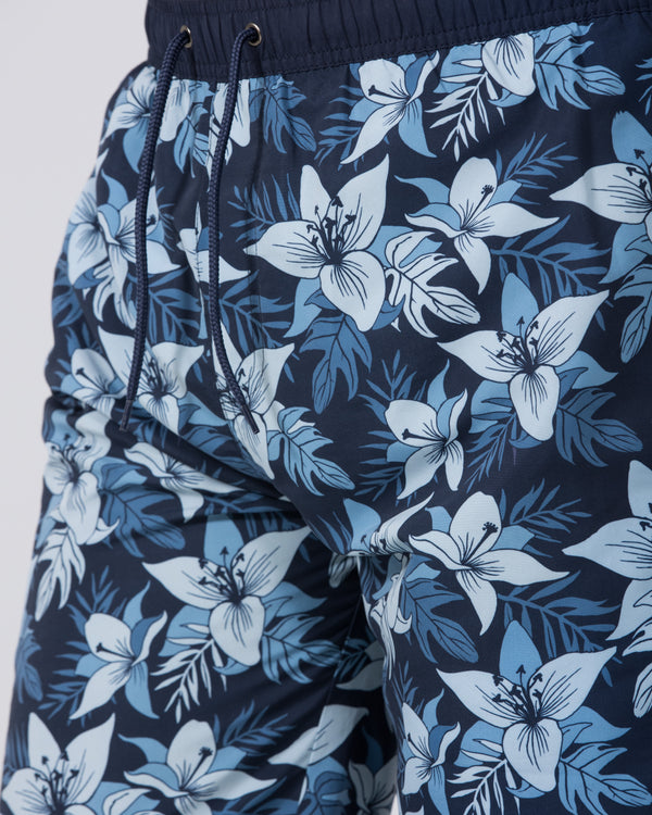 2t Tall Floral Print Swim Shorts (navy)