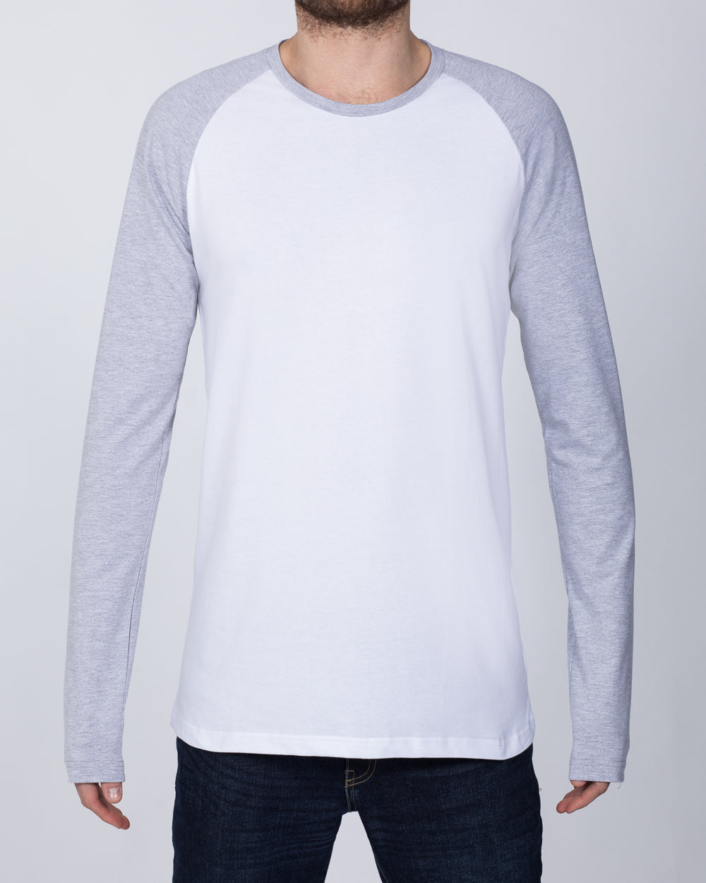 2t Raglan Long Sleeve Tall T-Shirt (white/grey)
