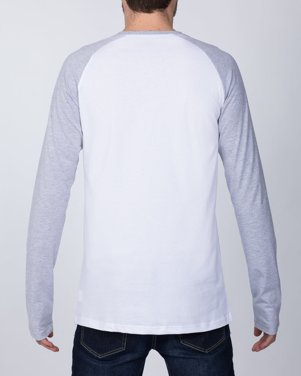 2t Raglan Long Sleeve Tall T-Shirt (white/grey)