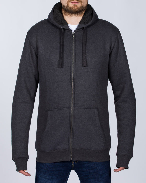 2t Zip Up Tall Sherpa Hoodie (charcoal)