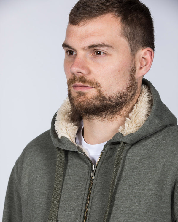 2t Zip Up Tall Sherpa Hoodie (khaki marl)