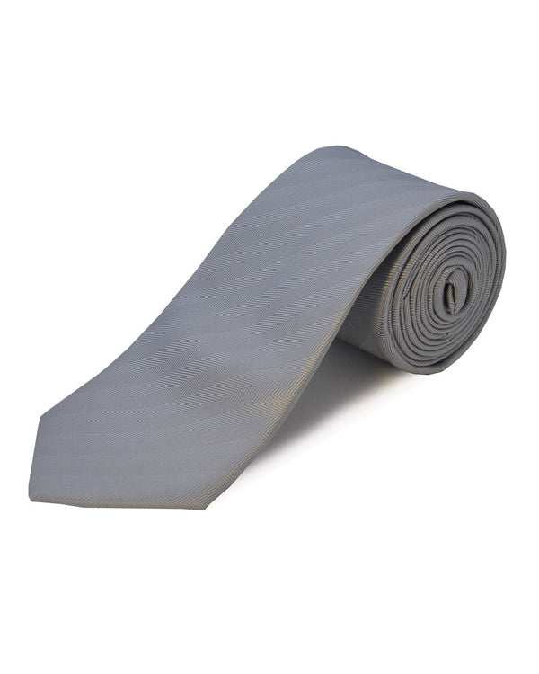 Double Two Extra Long Herringbone Tie (silver)