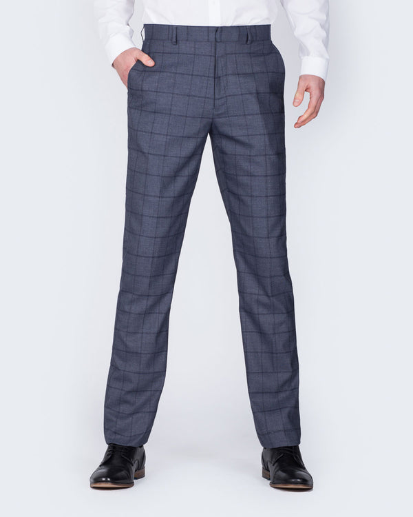2t Schlanke Passform Lange Hose (blau kariert)