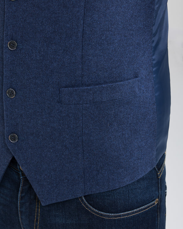 Skopes Ruthin Slim Fit Tall Waistcoat (blue tweed)