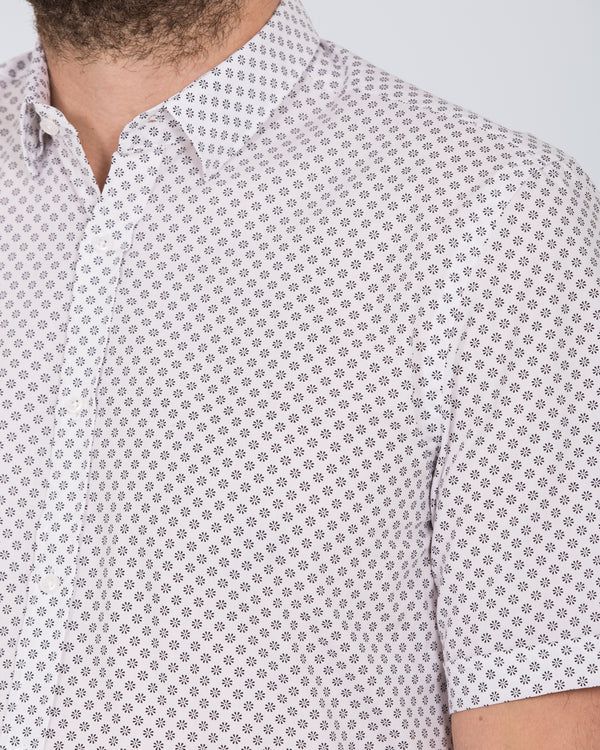 2T Leo Slim Fit Short Sleeve Tall Shirt (black flowers)