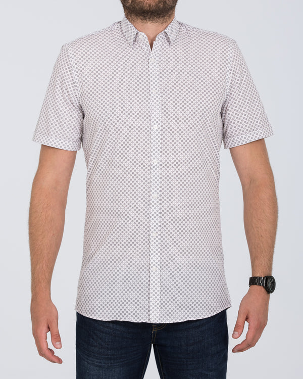 2T Leo Slim Fit Short Sleeve Tall Shirt (black flowers)