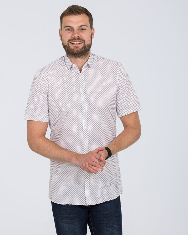 2T Leo Slim Fit Short Sleeve Tall Shirt (black flowers)